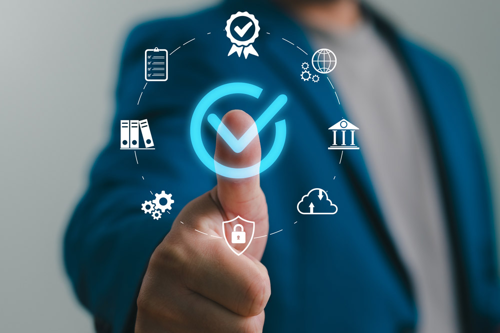 Examining production of solar power plant with digital tablet